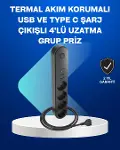 Akıllı Akım Dengelemeli 4’lü Çoklu Priz Type-C ve USB Çıkışlı-1