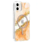 Onegif Apple İphone 11 Lotus Simli Magsafe Kapak - Turuncu-2