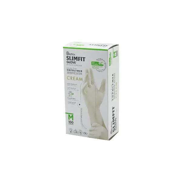 Reflex Slimfit Glove KOD-029 M Krem Pudrasız Muayene Eldiven 100LÜ