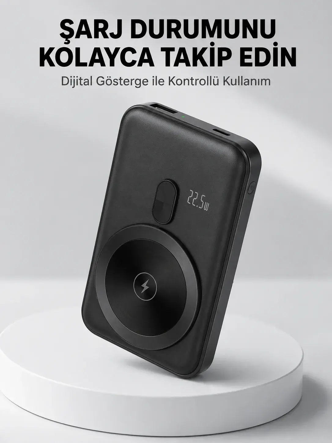 LCD Ekranlı Kablosuz Powerbank Type C ve USB Çıkışlı Yeni Nesil