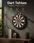 Duvara Monte Sağlam Ahşap Gövdeli Dart Tahtası Ev ve Oyun Alanları İçin 17 İnç-1