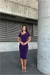 Kadın Trend Tasarım Sandy Kumaş Balık Kesim Midi Abiye Elbise-5