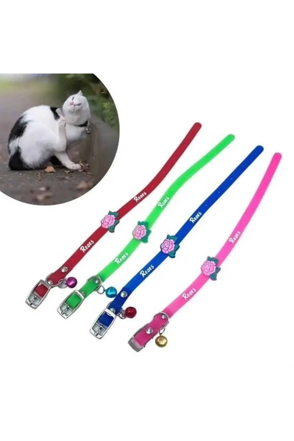 Çıngıraklı Zilli Sevimli Renkli Slikon Kedi Köpek Boyun Tasması