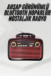 Nostalji Radyo Bluetooth Hoparlör USB-SD Kart Giriş Led Fener Işıklı Bataryalı Pilli-2