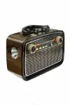 Nostalji Radyo Bluetooth Hoparlör USB-SD Kart Giriş Led Fener Işıklı Bataryalı Pilli-1