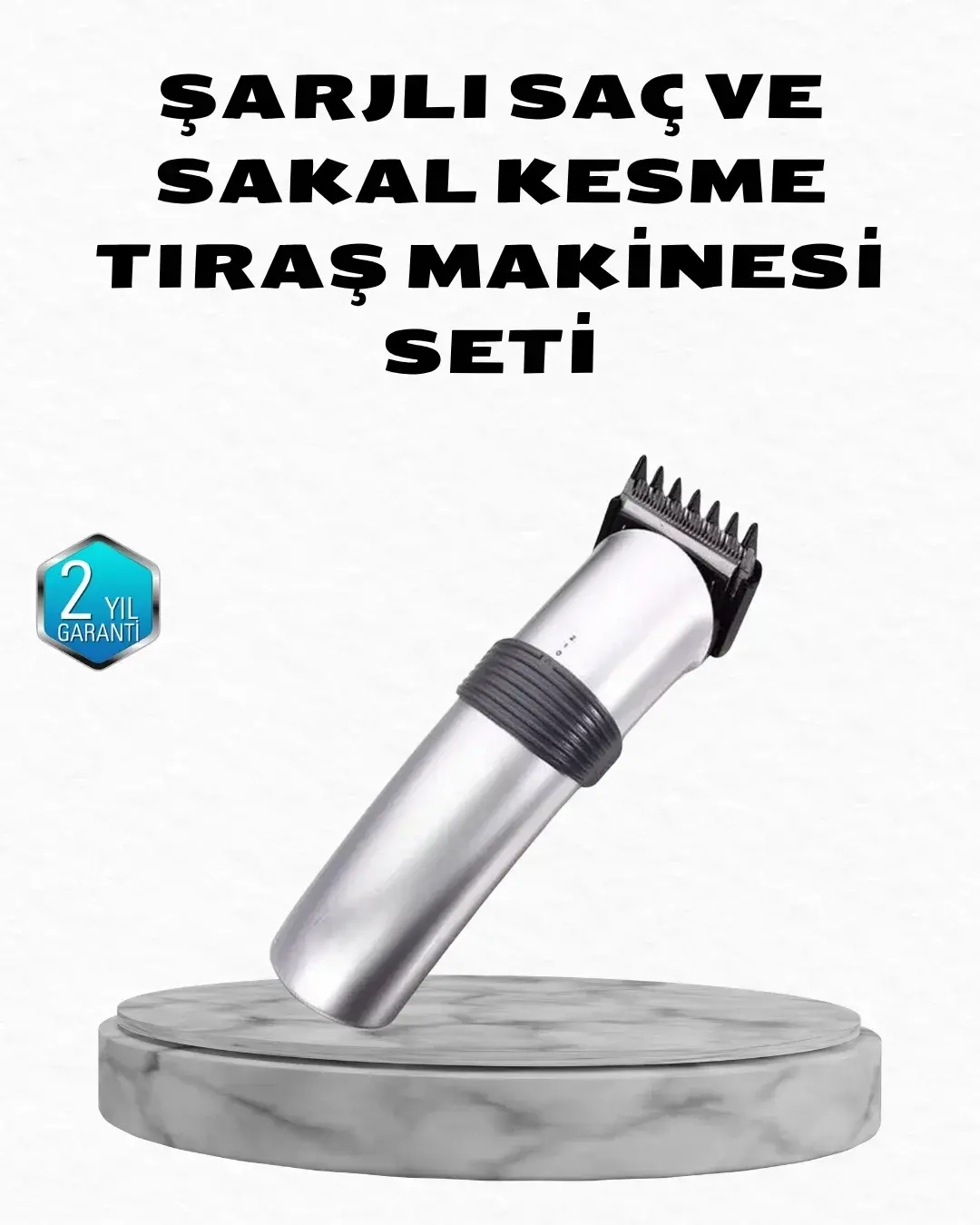 Profesyonel Şarjlı Saç ve Sakal Kesme Makinesi – Paslanmaz Çelik Bıçaklı, Ergonok ve Sessiz Motorlu