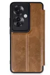 Oppo Reno 11F Kılıf Flip Cover - Taba-1