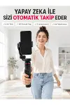 AI Yüz Takip Özellikli Gimbal Selfie Stick 360° Dönebilen Telefon Tutucu Uzayabilir Bluetooth Kumand-1