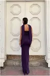 Kadın Modern Stil Scuba Esnek Kumaş Straplez Balık Kesim Abiye Elbise-6