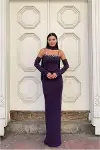 Kadın Modern Stil Scuba Esnek Kumaş Straplez Balık Kesim Abiye Elbise-7
