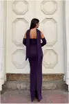 Kadın Modern Stil Scuba Esnek Kumaş Straplez Balık Kesim Abiye Elbise-8
