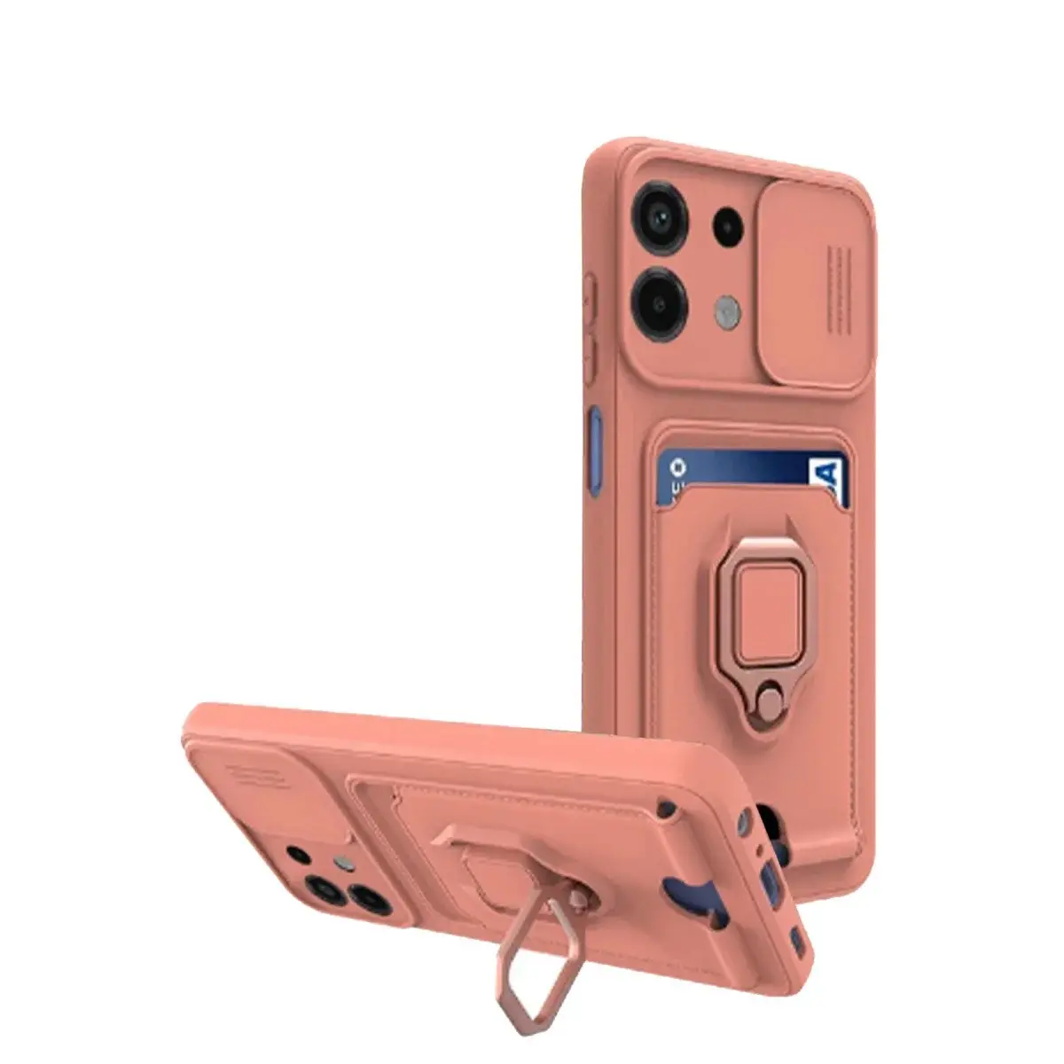 Xiao Red Note 13 4g Kılıf Zuma Kartvizitli Yüzüklü Silikon - Pembe