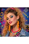 80’ler 90'lar Retro Neon Turuncu Şimşek Küpe 10 cm-4