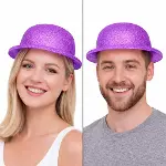Glitter Simli Melon Şapka 9’lu Set - 9 Renk Parti Ve Kostüm Şapkası-2