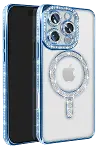 Apple iPhone 16 Pro Max Kılıf Joke Simli Magneticsafe Kılıf - Mavi-1
