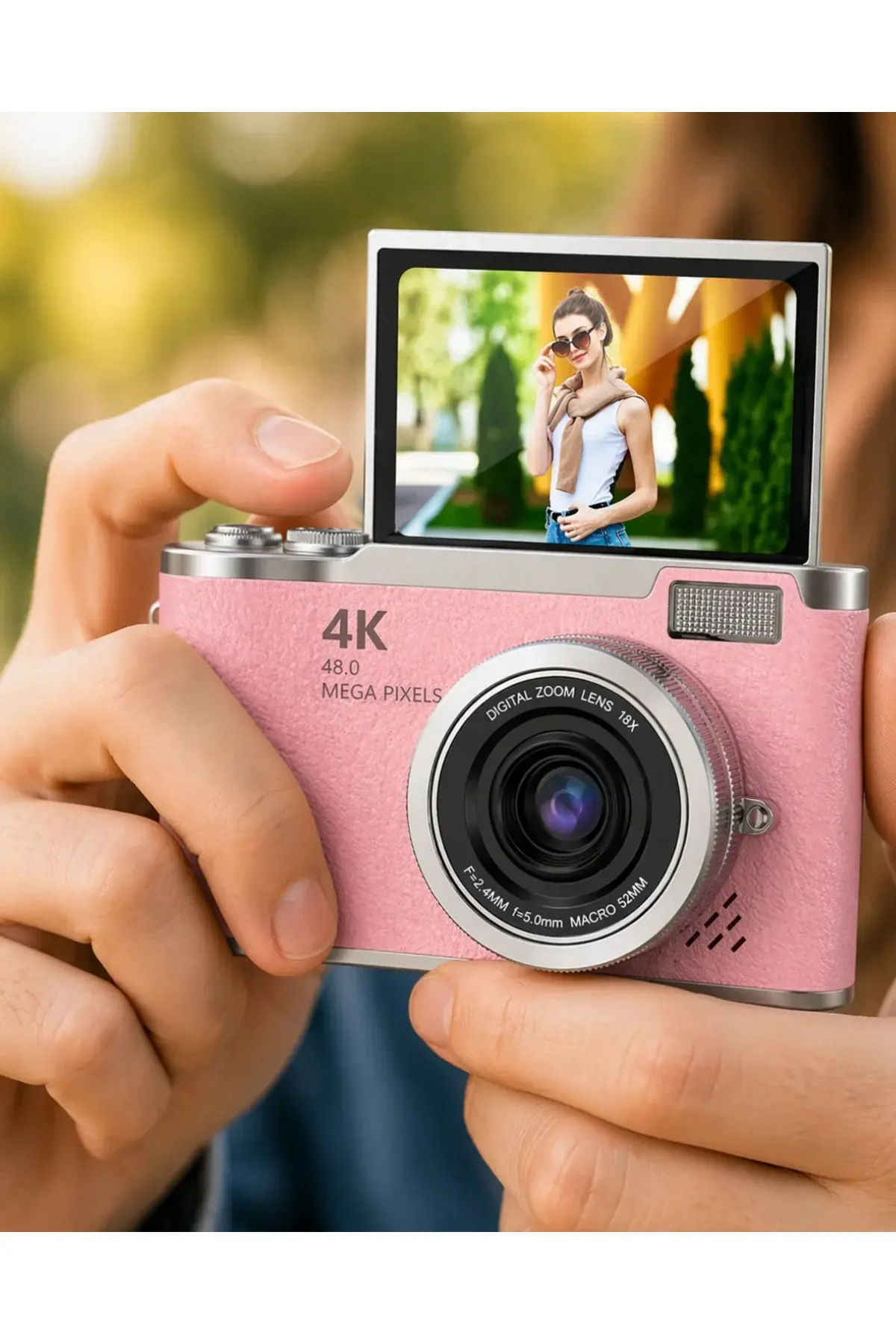 Profesyonel Çekim İçin 48 MP Kamera 18x Zoom Flip Ekran Dijital Kamera