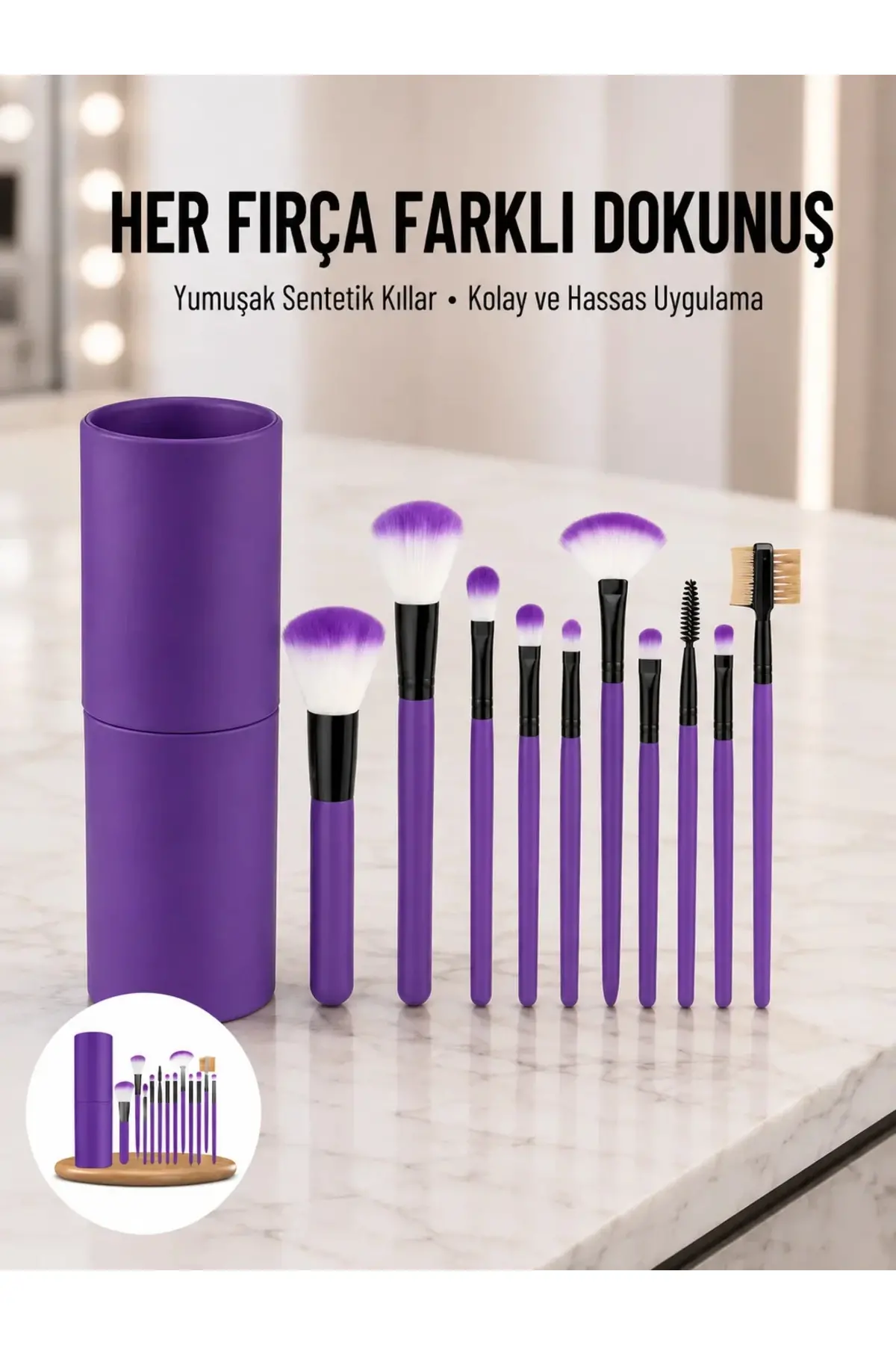12 Parça Profesyonel Makyaj Fırçası Far Fırçası Allık Fırçası Yumuşak Kıllı