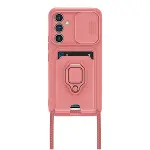 Samsung Galaxy A14 4g Kılıf Zuma Kartvizitli Yüzüklü Silikon - Pembe-2