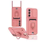 Samsung Galaxy A14 4g Kılıf Zuma Kartvizitli Yüzüklü Silikon - Pembe-1