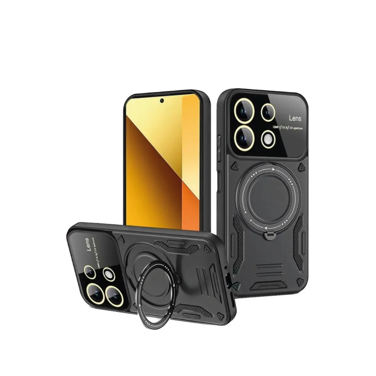 Xiao Red Note 13 4g Kılıf Joy Lens Standlı Kapak - Siyah