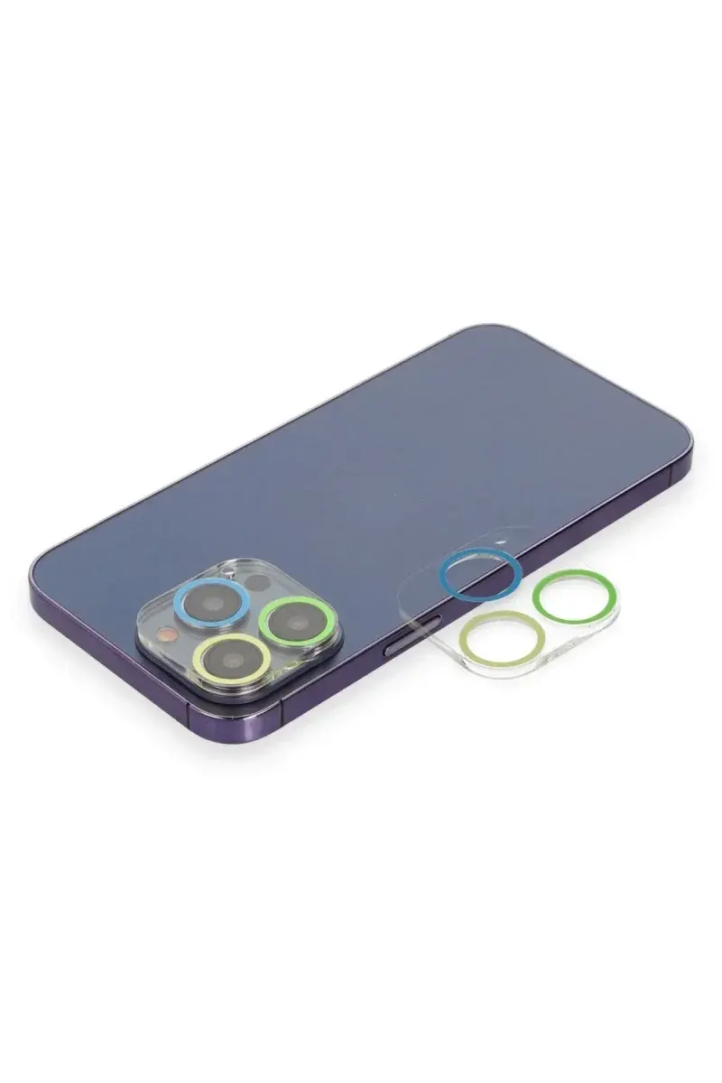 Apple iPhone 13 Pro Renkli Kamera Lens Koruma Cam - Yeşil-Sarı