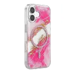 Onegif Apple İphone 17 Lotus Simli Magsafe Kapak - Pembe-2