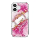 Onegif Apple İphone 17 Lotus Simli Magsafe Kapak - Pembe-3