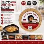 50PCS Yuvarlak Taban: 20CM - Kenar: 4.5CM Air Fryer Pişirme Kalıp Kağıt-2