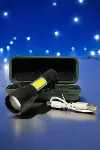 El Feneri Led USB Şarjlı Zoom Mini Led Işık Acil Durum Feneri-3