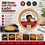 50PCS Yuvarlak Taban: 16CM - Kenar: 4.5CM Air Fryer Pişirme Kalıp Kağıt-2