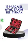 Taşınabilir Deri Kutulu 17 Parça Manikür Seti-1