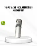 Şarjlı Saç ve Sakal Kesme Makinesi – Paslanmaz Çelik Bıçak, Ayarlanabilir Başlık-1