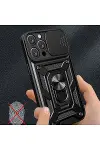 Apple iPhone 16 Pro Kılıf Pars Lens Yüzüklü Silikon - Gold-3