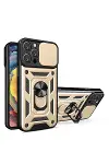 Apple iPhone 16 Pro Kılıf Pars Lens Yüzüklü Silikon - Gold-1