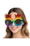 Tropikal Ananas Tasarımlı Renkli Hawaii Parti Gözlüğü-4