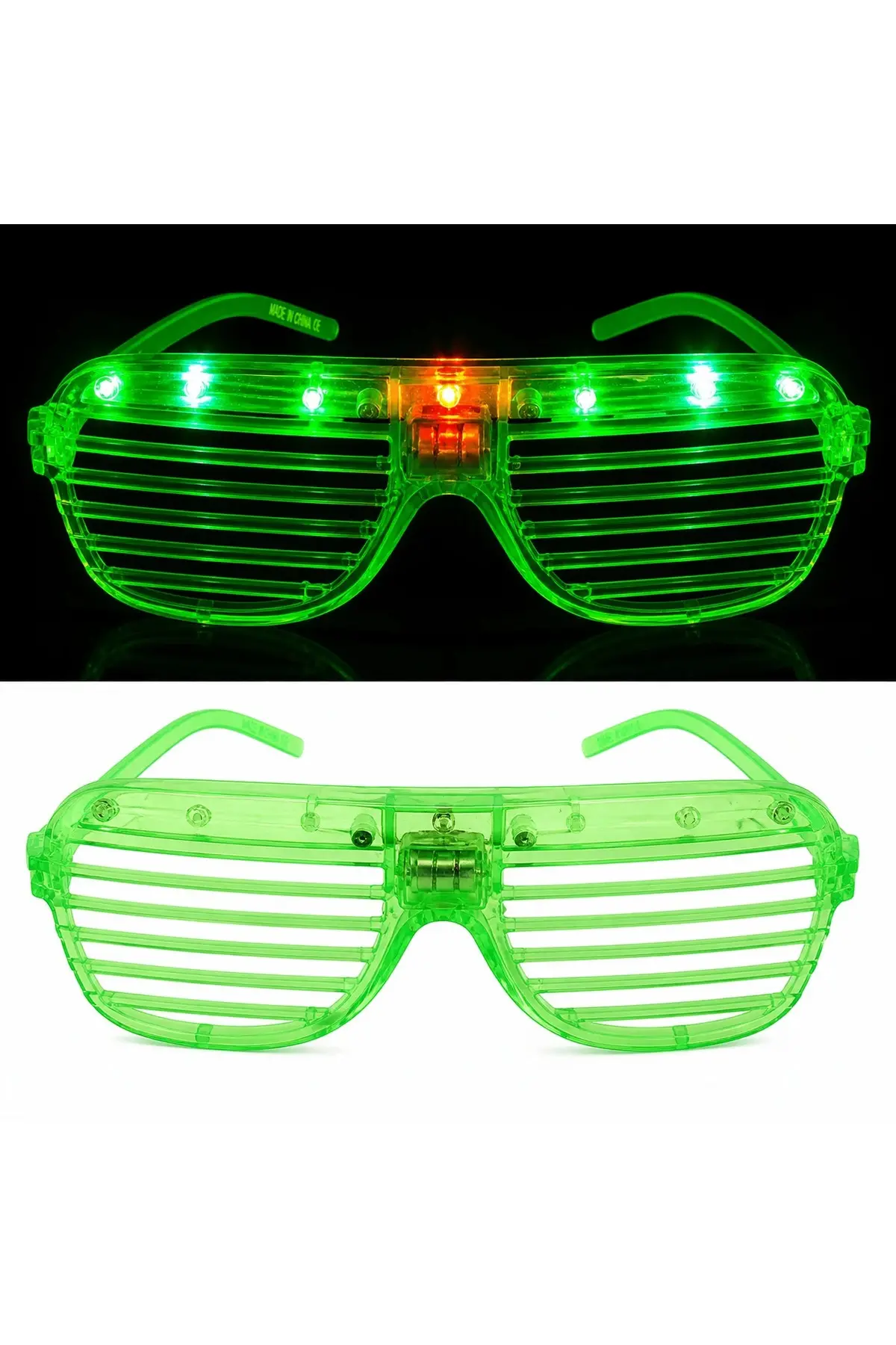 LED Işıklı Panjur Parti Gözlüğü Yeşil Renk Shutter Gözlük