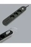2 Metre Kablolu 3 USB Portlu Anahtarlı Üçlü Priz-4