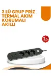 2 Metre Kablolu 3 USB Portlu Anahtarlı Üçlü Priz-1