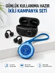 Kablosuz Kulaklık Mavi Çanta Aksesuar Saati Kampanyalı Müzik ve Günlük Kullanım Seti-1