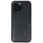 Apple İphone 15 Pro Max Kılıf Sara Kartvizitli Deri Kılıf - Siyah-2