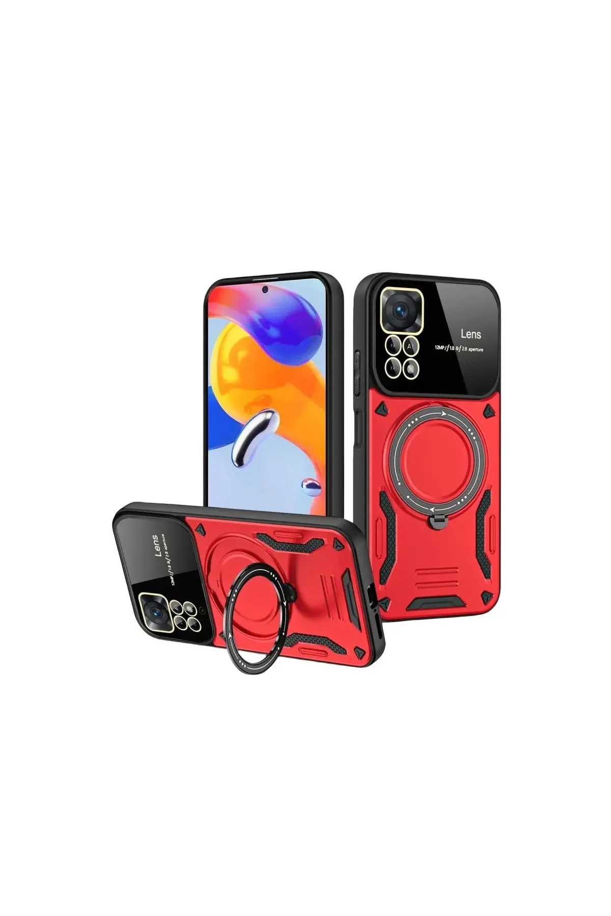 Realme 11 Pro Plus Joy Lens Standlı Kapak - Kırmızı