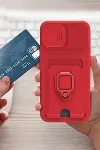 Xiao Red Note 13 Pro 5G Kılıf Zuma Kartvizitli Yüzüklü Silikon - Kırmızı-2