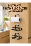 3’lü Yapışkanlı WC Kağıtlığı Siyah Rulo Tutucu Banyo ve Mutfak Kullanımı-1