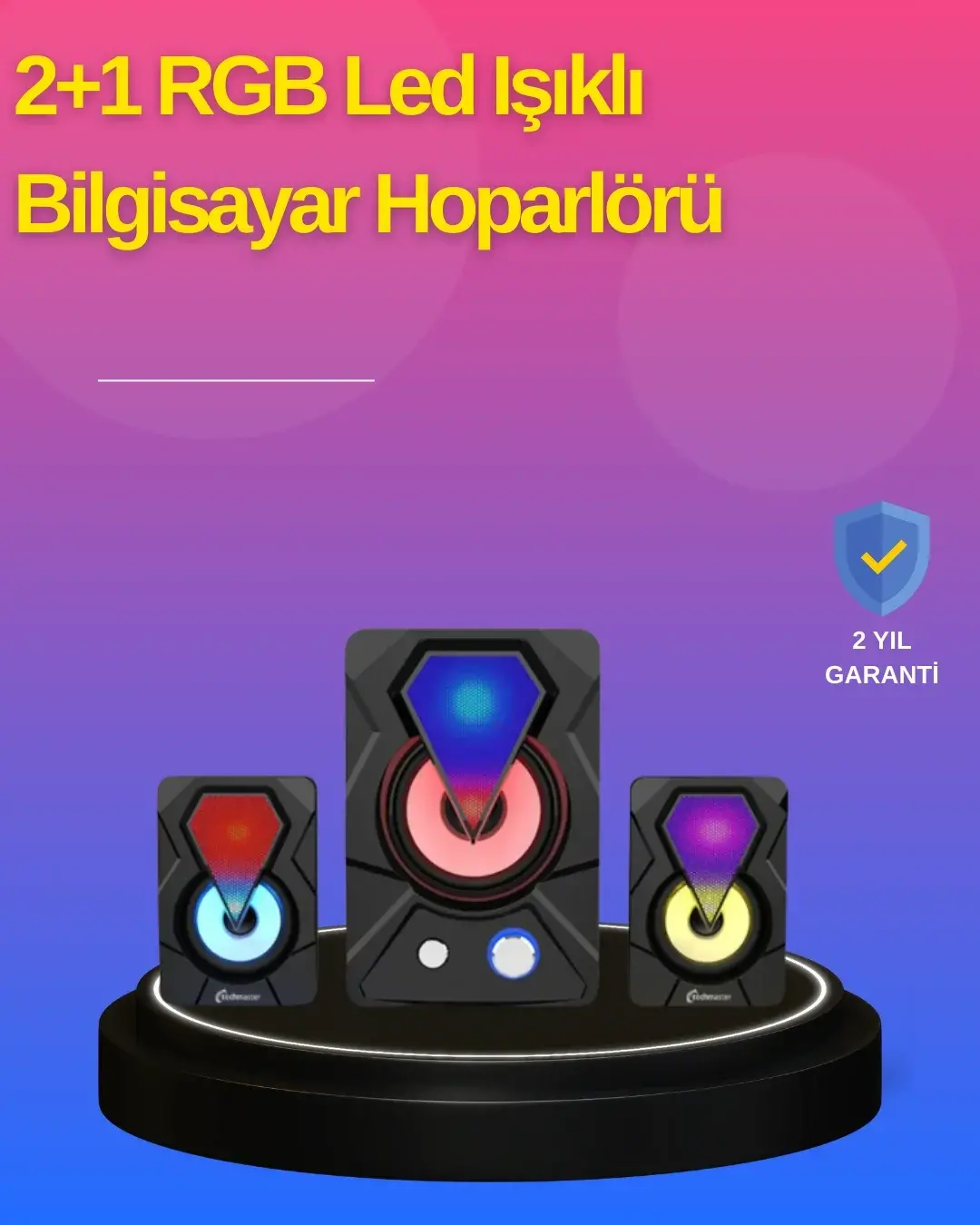 2.1 K RGB LED Oyun Hoparlörü Subwoofer Destekli