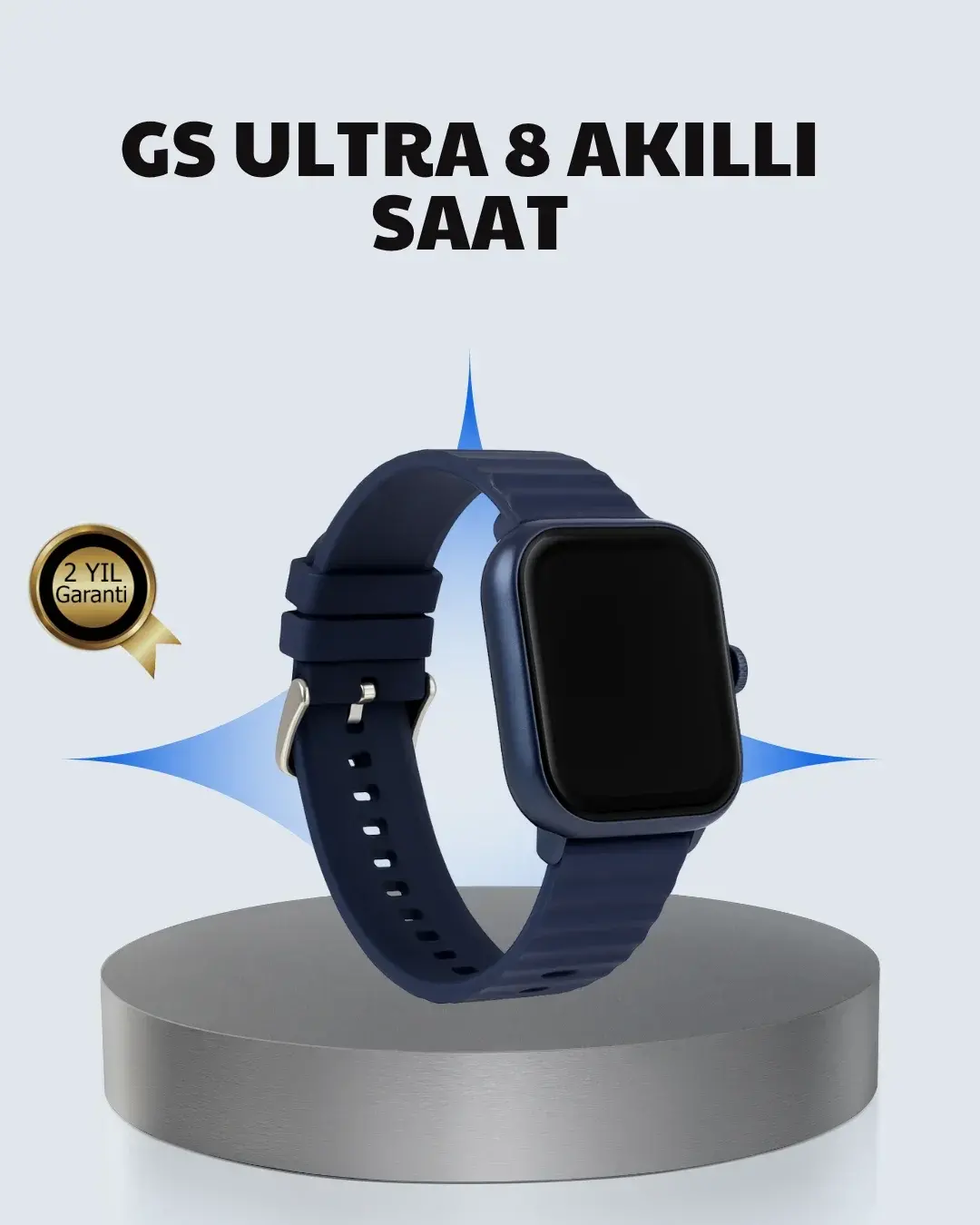 Akıllı Saat 360 mAh Çoklu Spor Modlu Lacivert Siyah Kordon