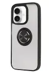 Apple iPhone 16 Kılıf Montreal Yüzüklü Silikon Kapak - Siyah-2