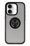 Apple iPhone 16 Kılıf Montreal Yüzüklü Silikon Kapak - Siyah-1