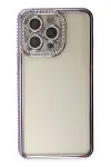 Apple iPhone 14 Pro Kılıf Joke Taşlı Silikon - Mor-2