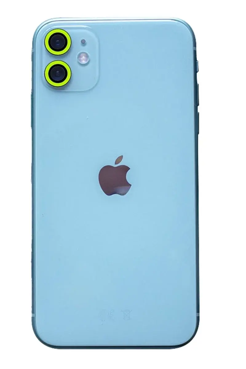Apple iPhone 11 Neon Fosforlu Kamera Lens - Yeşil