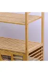 Kirli 2 Kat Organizer Raflı - 2 Bölmeli Önden Çek Aç Kalın Ahşap Bambu Kirli Çamaşır Sepeti 80X33X87-3